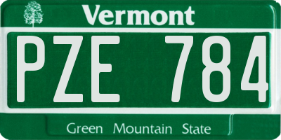 VT license plate PZE784