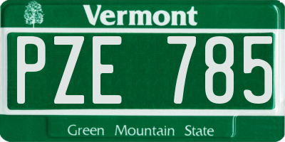 VT license plate PZE785