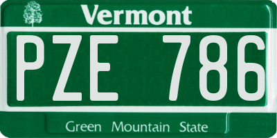 VT license plate PZE786
