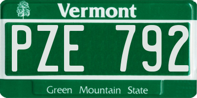 VT license plate PZE792
