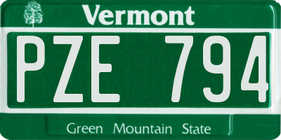 VT license plate PZE794