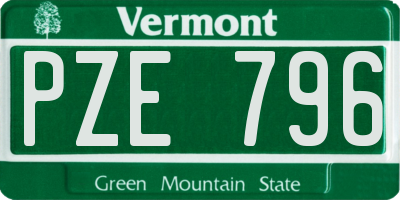 VT license plate PZE796