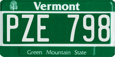VT license plate PZE798