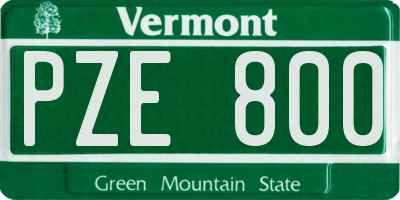 VT license plate PZE800