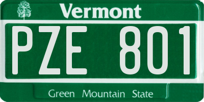 VT license plate PZE801