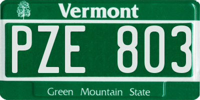 VT license plate PZE803