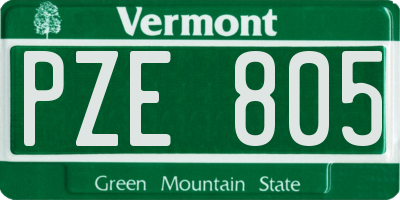 VT license plate PZE805