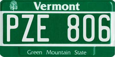 VT license plate PZE806