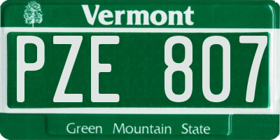 VT license plate PZE807