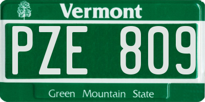 VT license plate PZE809