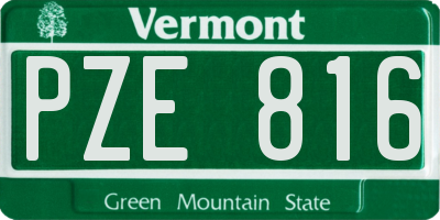 VT license plate PZE816