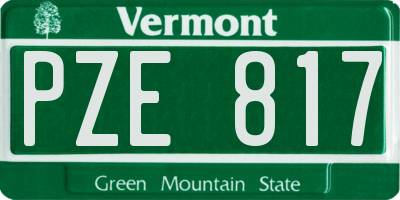 VT license plate PZE817
