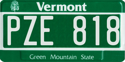 VT license plate PZE818