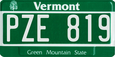 VT license plate PZE819