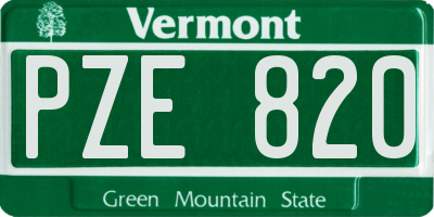 VT license plate PZE820