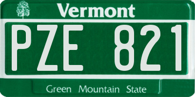 VT license plate PZE821