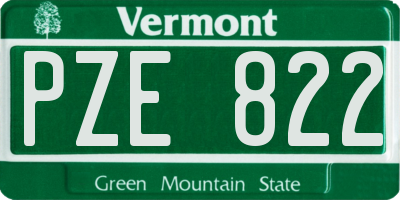 VT license plate PZE822
