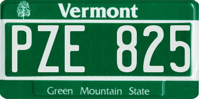 VT license plate PZE825