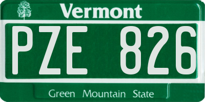 VT license plate PZE826