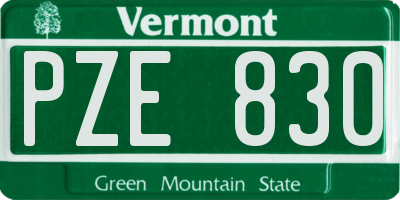 VT license plate PZE830