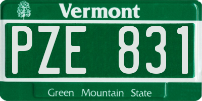 VT license plate PZE831