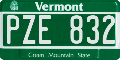 VT license plate PZE832