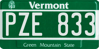 VT license plate PZE833