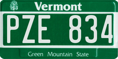 VT license plate PZE834