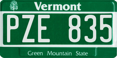 VT license plate PZE835