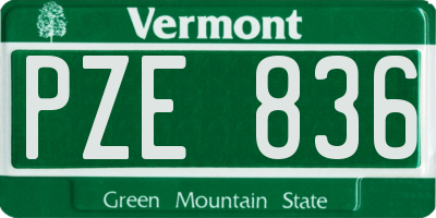 VT license plate PZE836