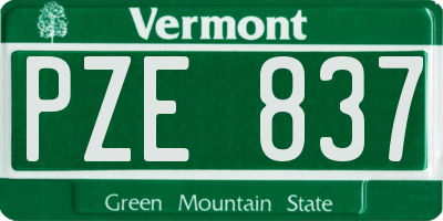 VT license plate PZE837