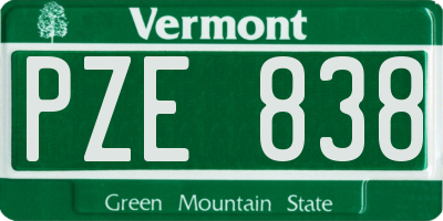 VT license plate PZE838