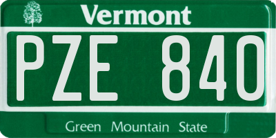 VT license plate PZE840