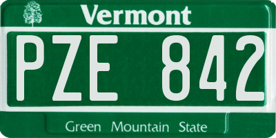 VT license plate PZE842