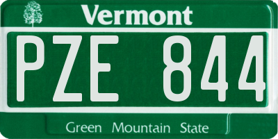 VT license plate PZE844