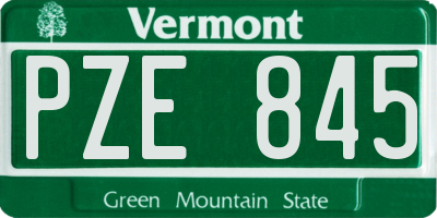 VT license plate PZE845