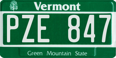 VT license plate PZE847