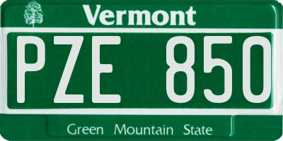 VT license plate PZE850