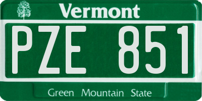 VT license plate PZE851