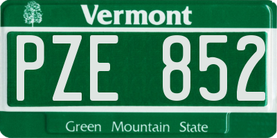 VT license plate PZE852