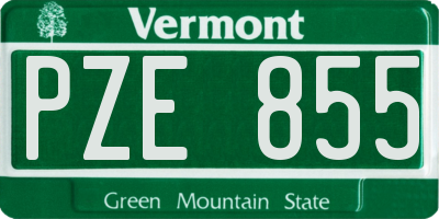 VT license plate PZE855