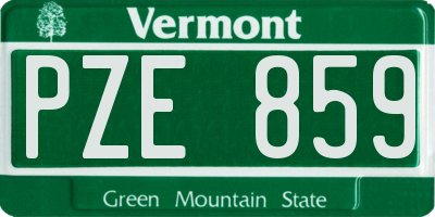 VT license plate PZE859