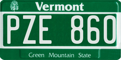 VT license plate PZE860