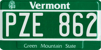 VT license plate PZE862