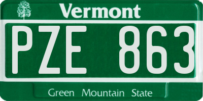 VT license plate PZE863