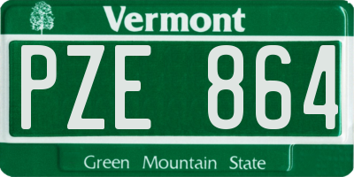 VT license plate PZE864