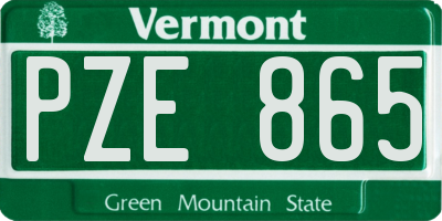 VT license plate PZE865