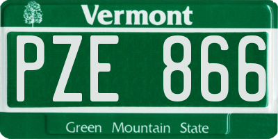 VT license plate PZE866