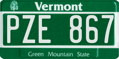 VT license plate PZE867