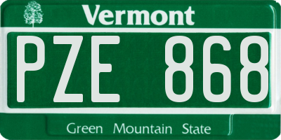 VT license plate PZE868